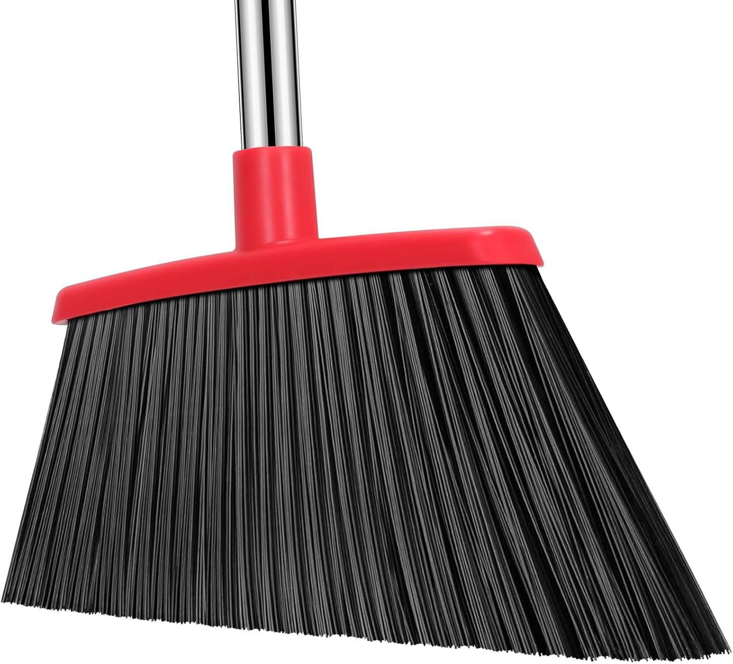 NACENA Heavy Duty Broom, 55 Inch Long Handle Outdoor Large Angle Brooms, Commercial Broom for Sweeping Indoor, for Home Garage Kitchen Office Courtyard Lobby Patio Lawn Concrete, 4 Pack (Black&Red)