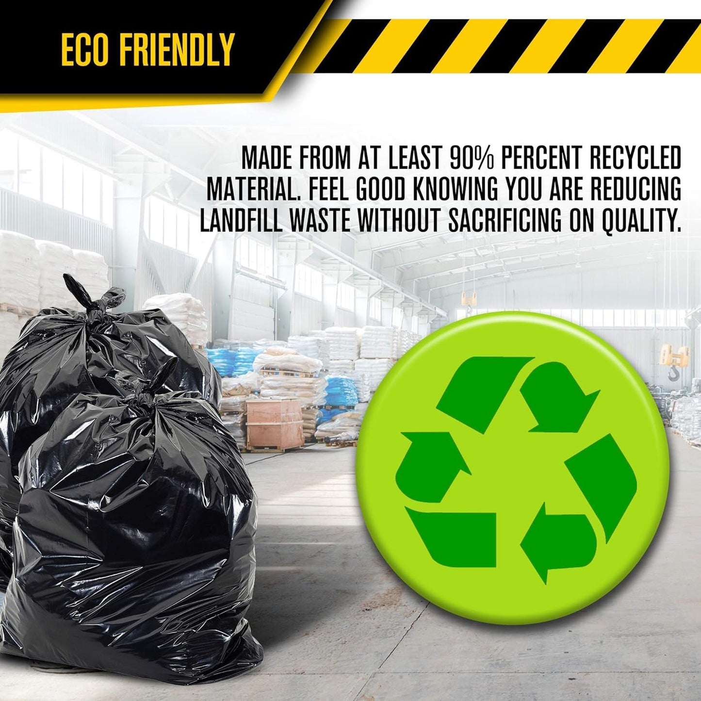 Ultrasac Heavy Duty Contractor Bags (VALUE 50 PACK/w TIES), 42 Gallon, 32.75" X 47" - 3 MIL Thick Large Black Industrial Garbage Trashbags for Construction and Commercial use
