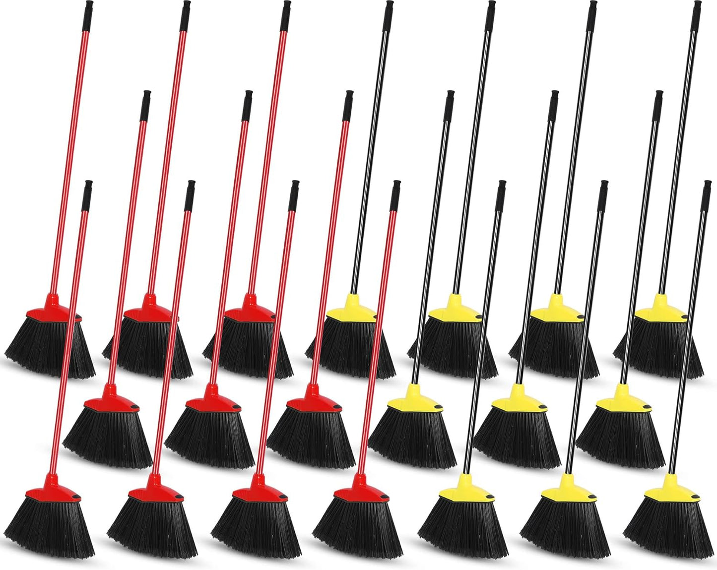 WILLBOND 20 Pcs Heavy Duty Broom Outdoor Indoor Commercial Angle Brooms Bulk for Courtyard Garage Lobby Mall Market Floor Home Kitchen Room Office Pet Hair Rubbish 54 Inch (Red)
