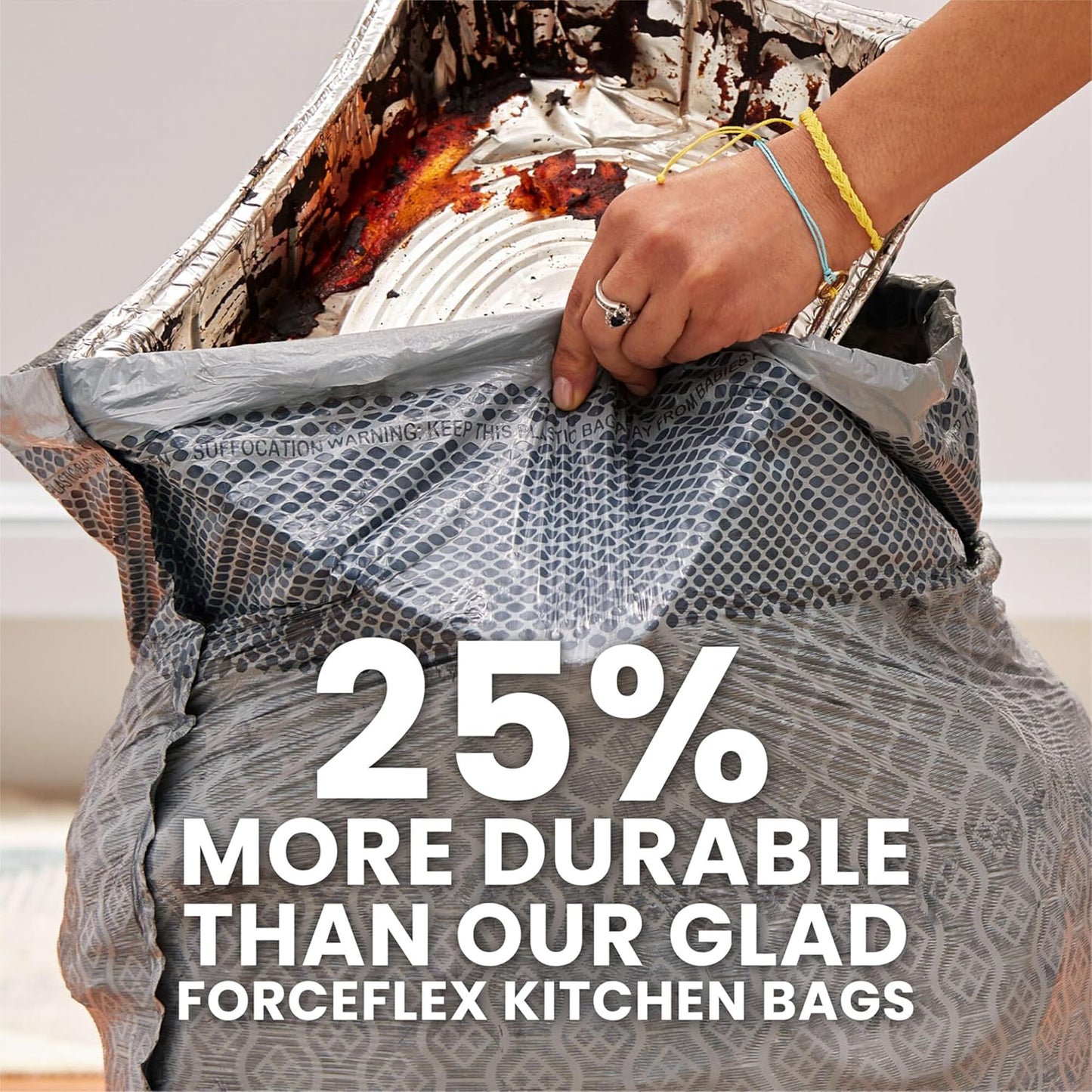 Glad ForceFlex MaxStrength XL Kitchen Trash Bags, 20 Gal, Fresh Clean, 80 Ct (Package May Vary)