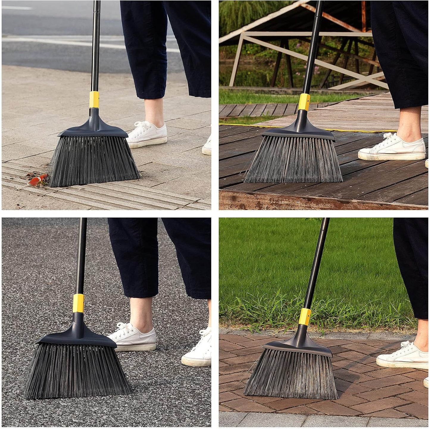 Yocada Commercial Broom Outdoor Indoor Commercial 3 PCS for Courtyard Garage Lobby Mall Market Floor Home Kitchen Room Office Pet Hair Rubbish 54Inch