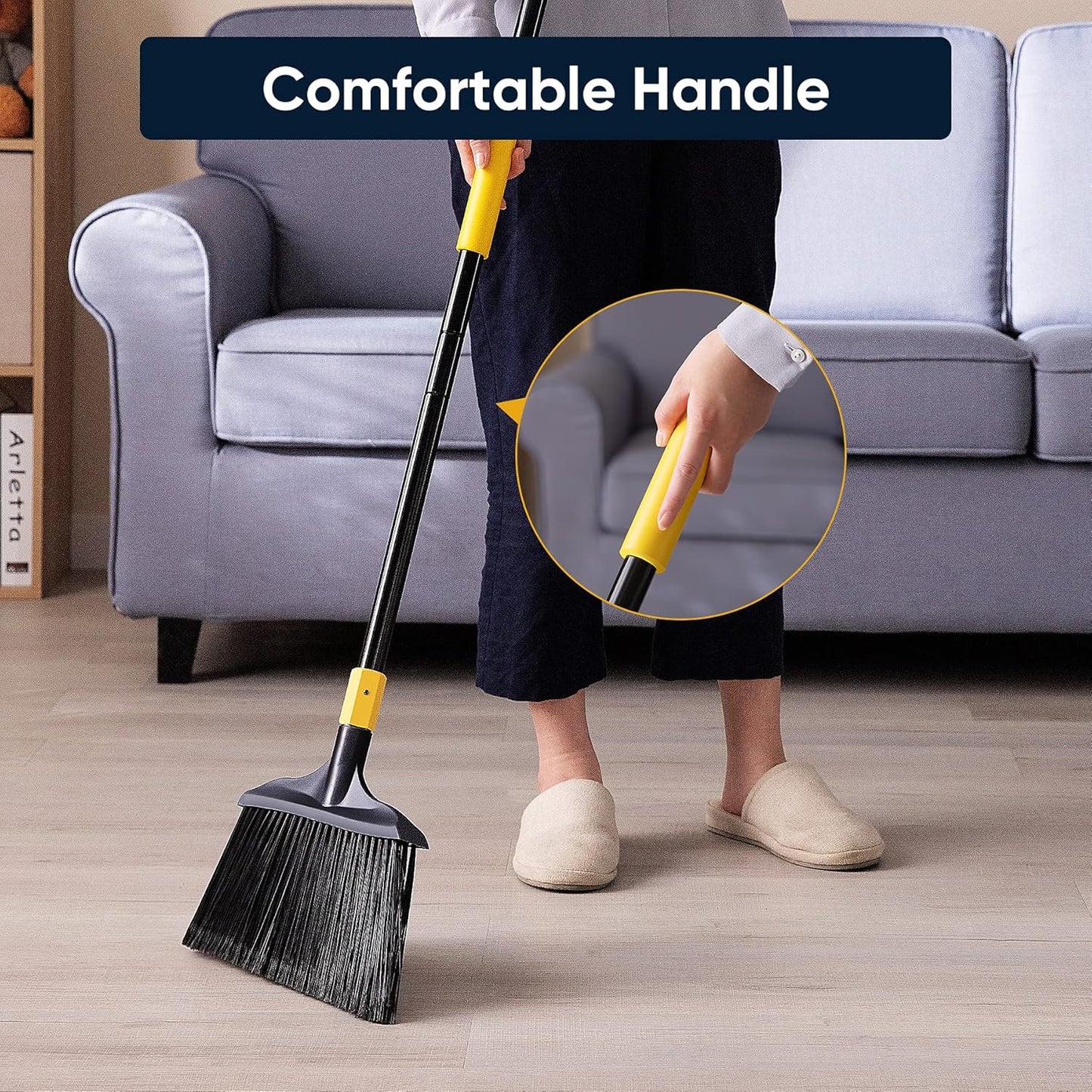 Yocada Commercial Broom Outdoor Indoor Commercial 3 PCS for Courtyard Garage Lobby Mall Market Floor Home Kitchen Room Office Pet Hair Rubbish 54Inch