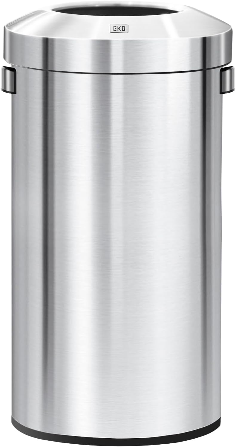 EKO Urban 24 Gallon/ 90 Liter Open Top Stainless Steel Slim Commercial Trash Can, Tall Kitchen Garbage Bin, Heavy-Duty Commercial Grade Large Trash Can for Home, Office, Hotel, Cafe, Restaurant, Dorm