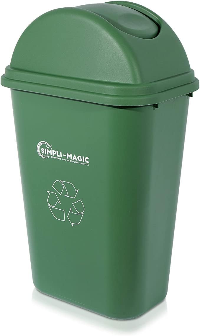 SIMPLI-MAGIC 16 Gallon (60L) Elegant Black Step Trash Can – Dual Compartment Kitchen Garbage Can with Waste & Recycling Bins – Slow-Close Lid, Odor Control, Hands-Free, Premium Stainless Steel