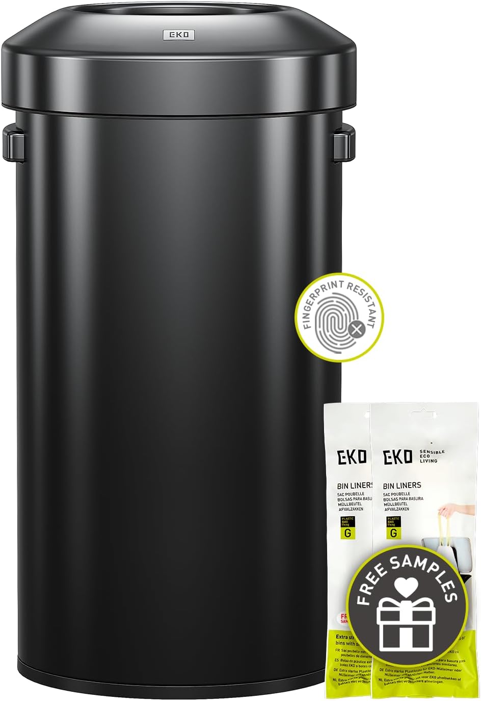 EKO Urban 24 Gallon/ 90 Liter Open Top Stainless Steel Slim Commercial Trash Can, Tall Kitchen Garbage Bin, Heavy-Duty Commercial Grade Large Trash Can for Home, Office, Hotel, Cafe, Restaurant, Dorm