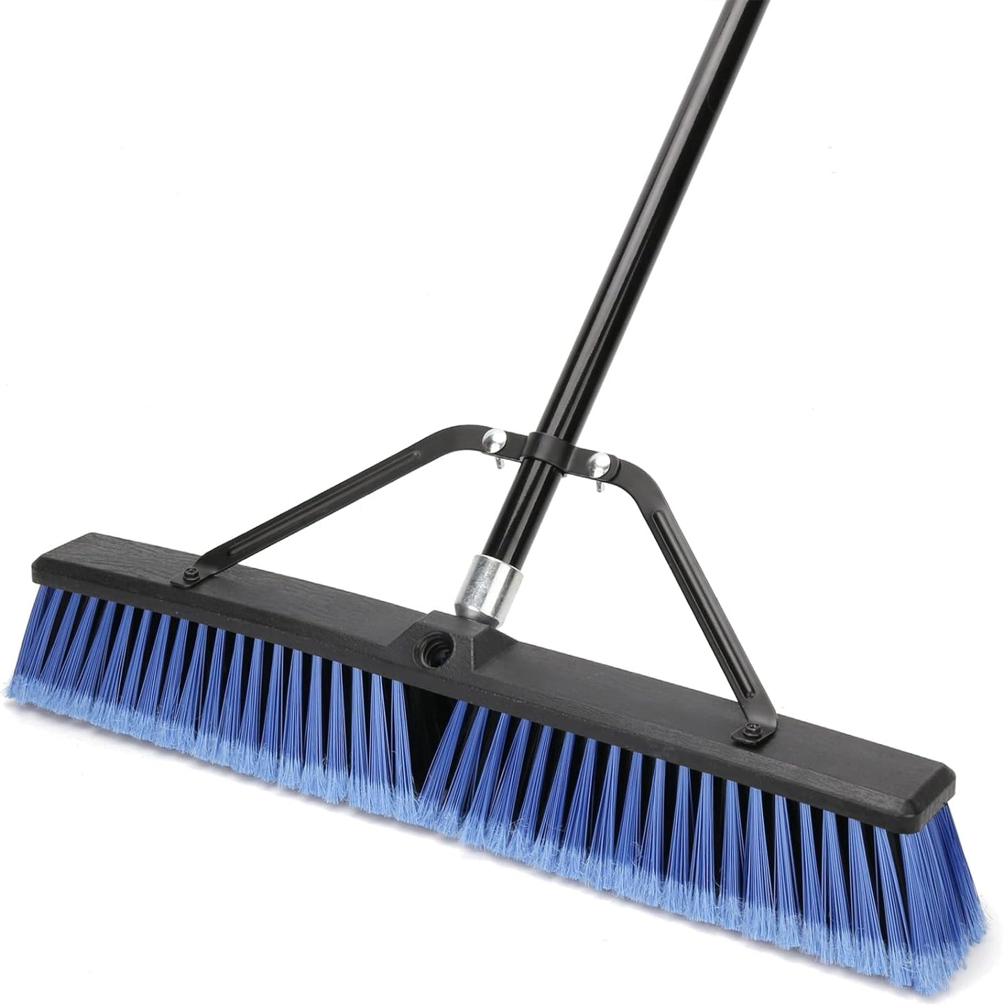 24 inches Push Broom Outdoor Heavy Duty Broom for Deck Driveway Garage Yard Patio Concrete Floor Cleaning-Blue-2 Pack