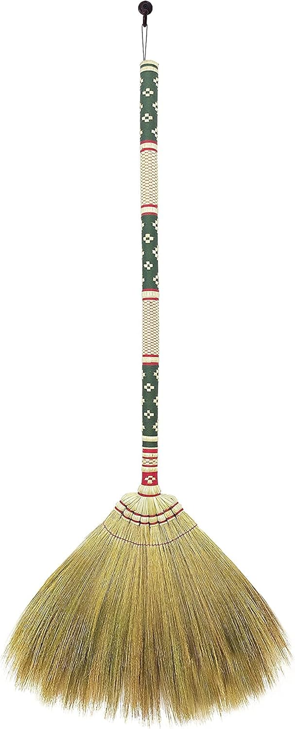 Natural Grass Broom Thai 100% ,Long Handle,Brooms for Floor Cleaning,Design for Home, Kitchen, Office, Courtyard, Tiled Floor ( Length 40 inch )