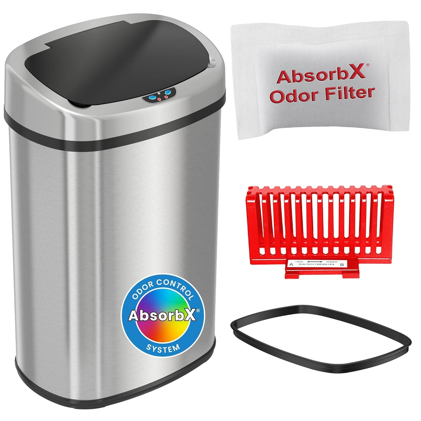 iTouchless SoftStep 13.2 Gallon Slim Step Pedal Trash Can with Odor Filter, Elongated Stainless Steel Recycling Bin, Space-Saving Garbage Trashcan, 50 Liter Bedroom Livingroom Wastebasket Home Office