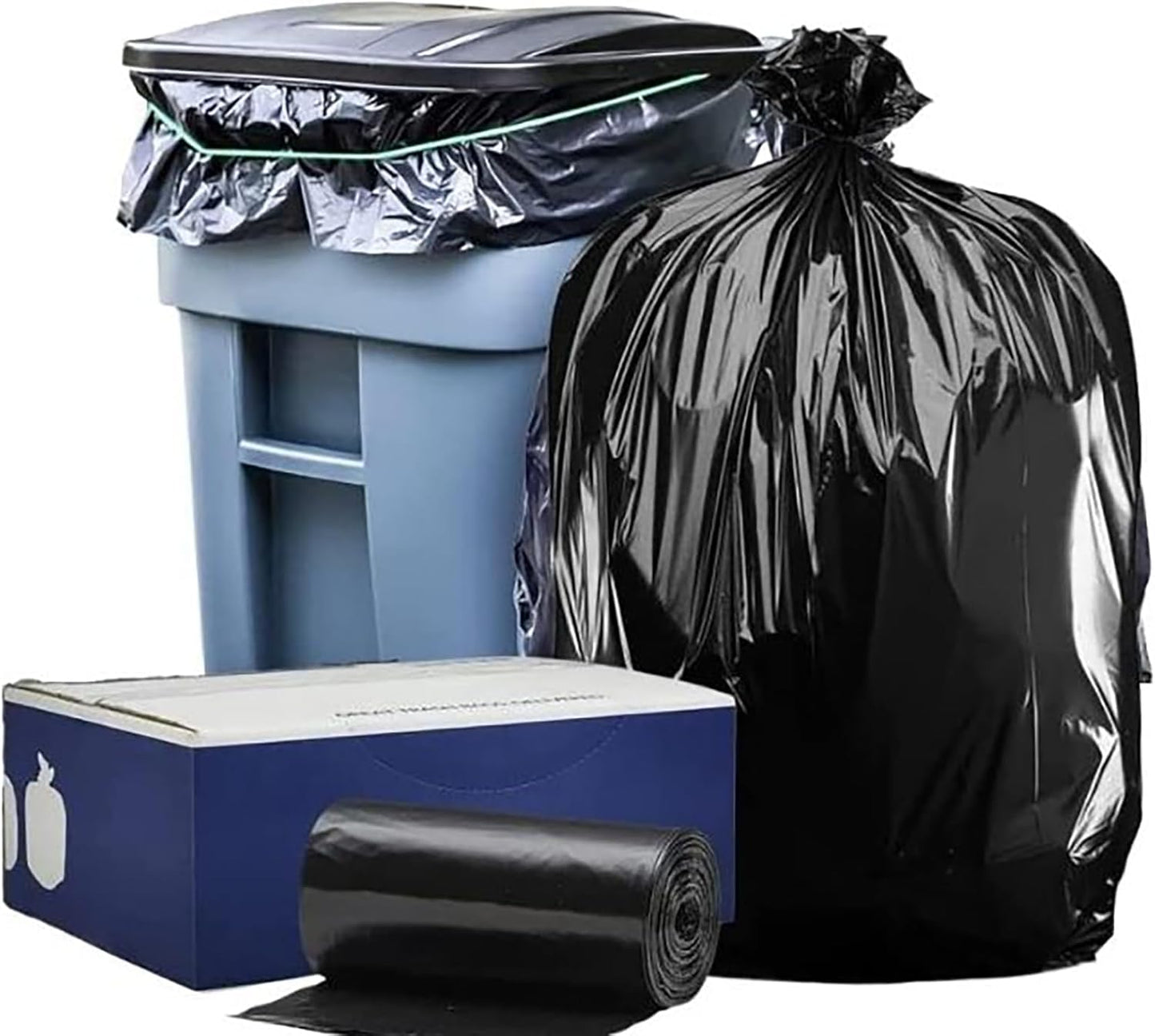 Plasticplace 95-96 Gallon Garbage Can Liners Heavy Duty 1.5 Mil Black Trash Bags Tear-Resistant Outdoor Garbage Bags for Rollaway Bins Large 61" x 68" Industrial-Strength Waste Bags (25 Count)