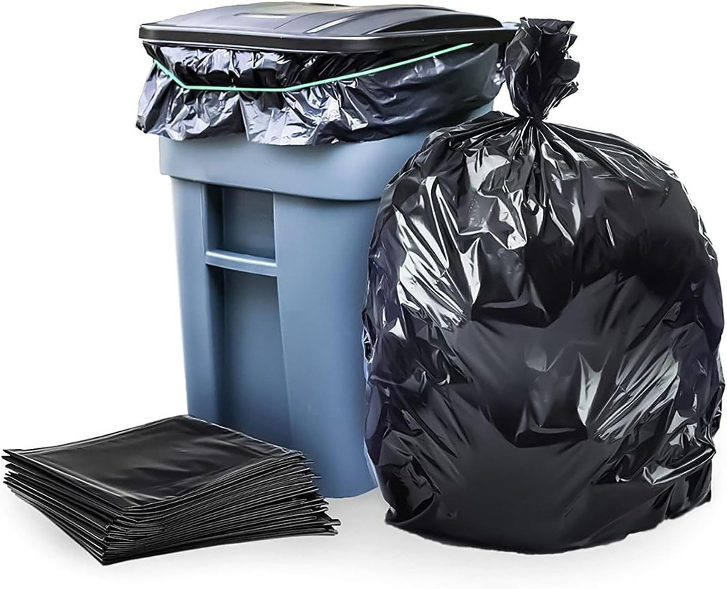 Plasticplace 95-96 Gallon Garbage Can Liners Heavy Duty 1.5 Mil Black Trash Bags Tear-Resistant Outdoor Garbage Bags for Rollaway Bins Large 61" x 68" Industrial-Strength Waste Bags (25 Count)