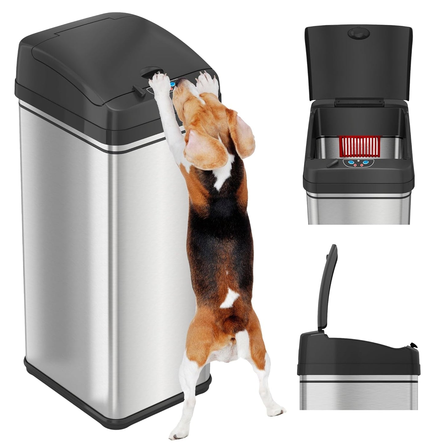 iTouchless SoftStep 13.2 Gallon Slim Step Pedal Trash Can with Odor Filter, Elongated Stainless Steel Recycling Bin, Space-Saving Garbage Trashcan, 50 Liter Bedroom Livingroom Wastebasket Home Office