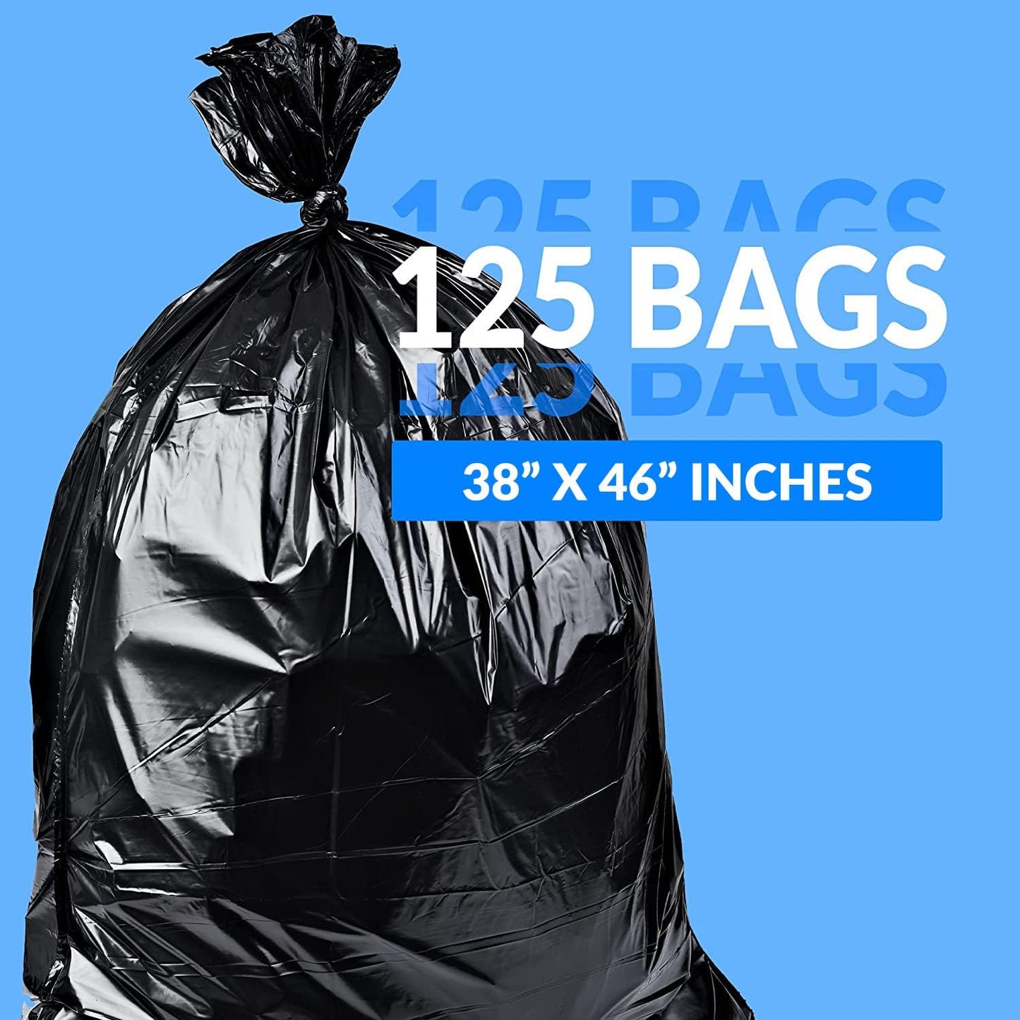 Reli. SuperValue 40-45 Gallon Trash Bags | 125 Count | Made in USA | Heavy Duty | Black Multi-Use Garbage Bags