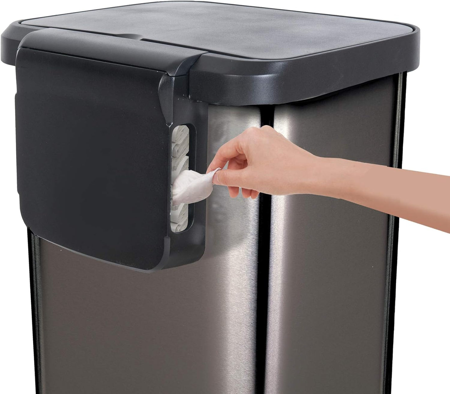 Glad 20 Gallon / 75.5 Liter Extra Capacity Stainless Steel Step Trash Can with CloroxTM Odor Protection, Pewter