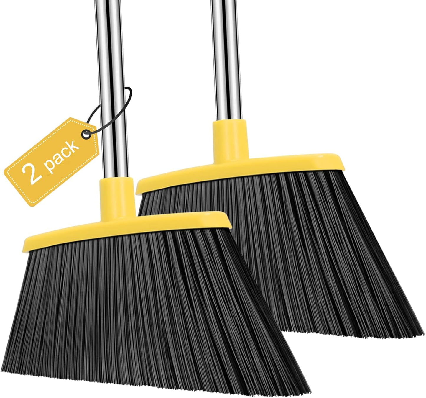 NACENA Heavy Duty Broom, 55 Inch Long Handle Outdoor Large Angle Brooms, Commercial Broom for Sweeping Indoor, for Home Garage Kitchen Office Courtyard Lobby Patio Lawn Concrete, 4 Pack (Black&Red)