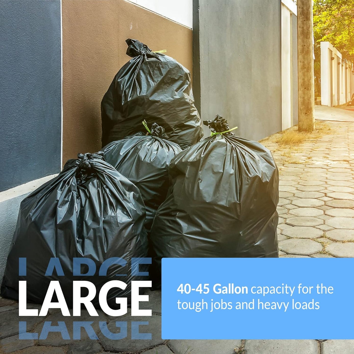 Reli. SuperValue 40-45 Gallon Trash Bags | 125 Count | Made in USA | Heavy Duty | Black Multi-Use Garbage Bags