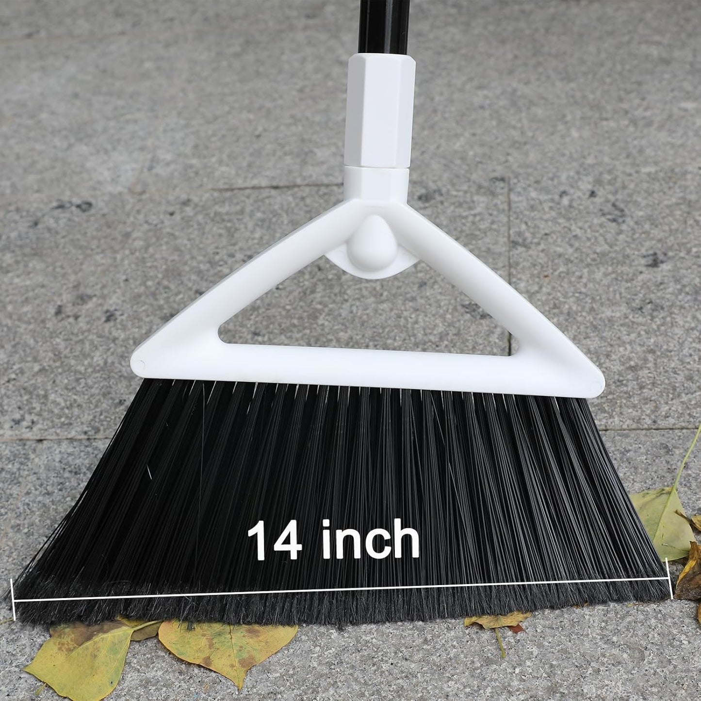 3PCS Outdoor Indoor Broom, Brooms for Sweeeping Indoor, Heavy-Duty Kitchen Broom with Long Pole, Angle Broom for Garages Restaurant Courtyard Office Lobby Sweep Dust (Black-White-Yellow)