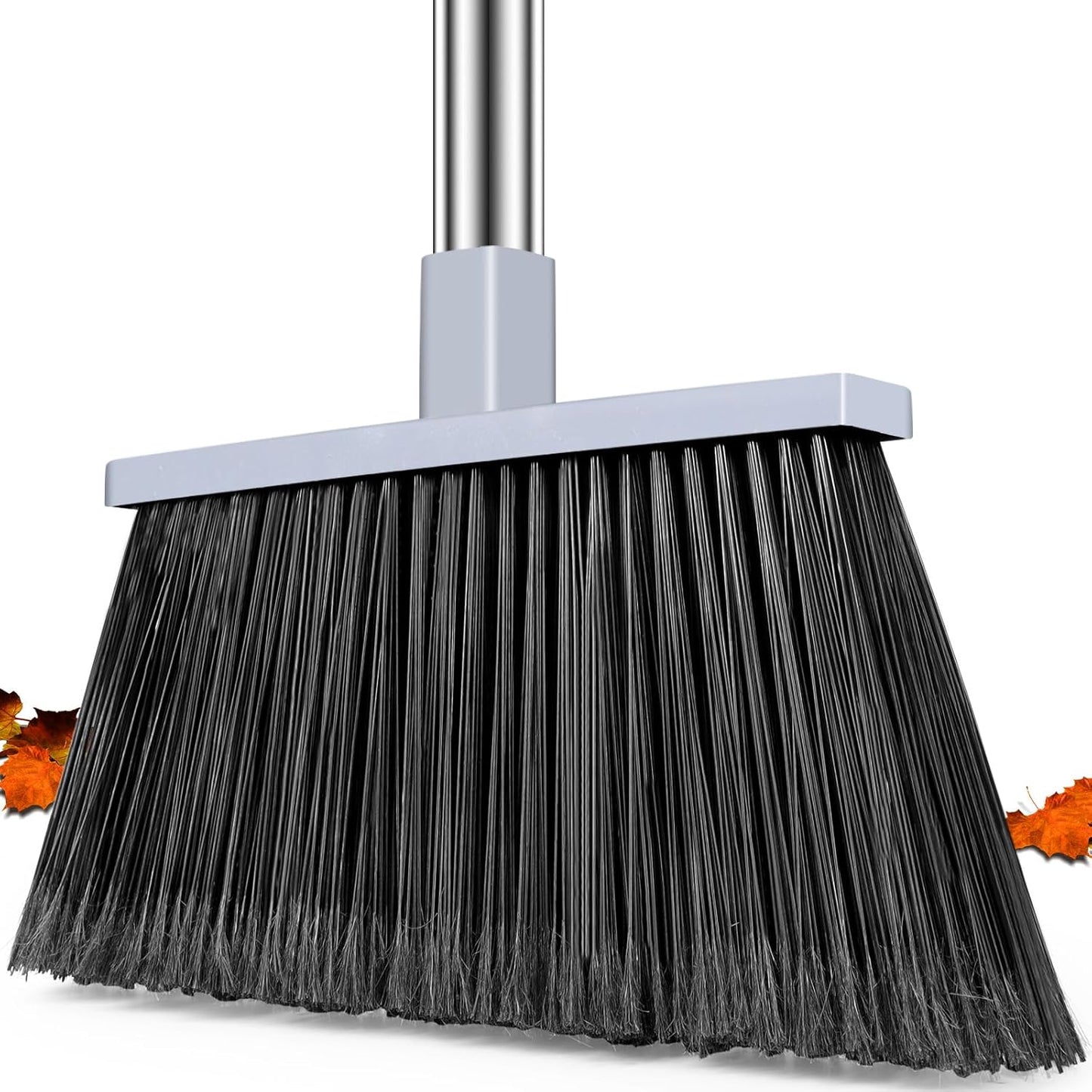 4 Pack Heavy Duty Broom Outdoor, 58" Long Stainless Steel Handle, Hard Bristle Angle Broom for Floors，Commercial & Industrial Broom for Sweeping Indoor, Garage, Kitchen