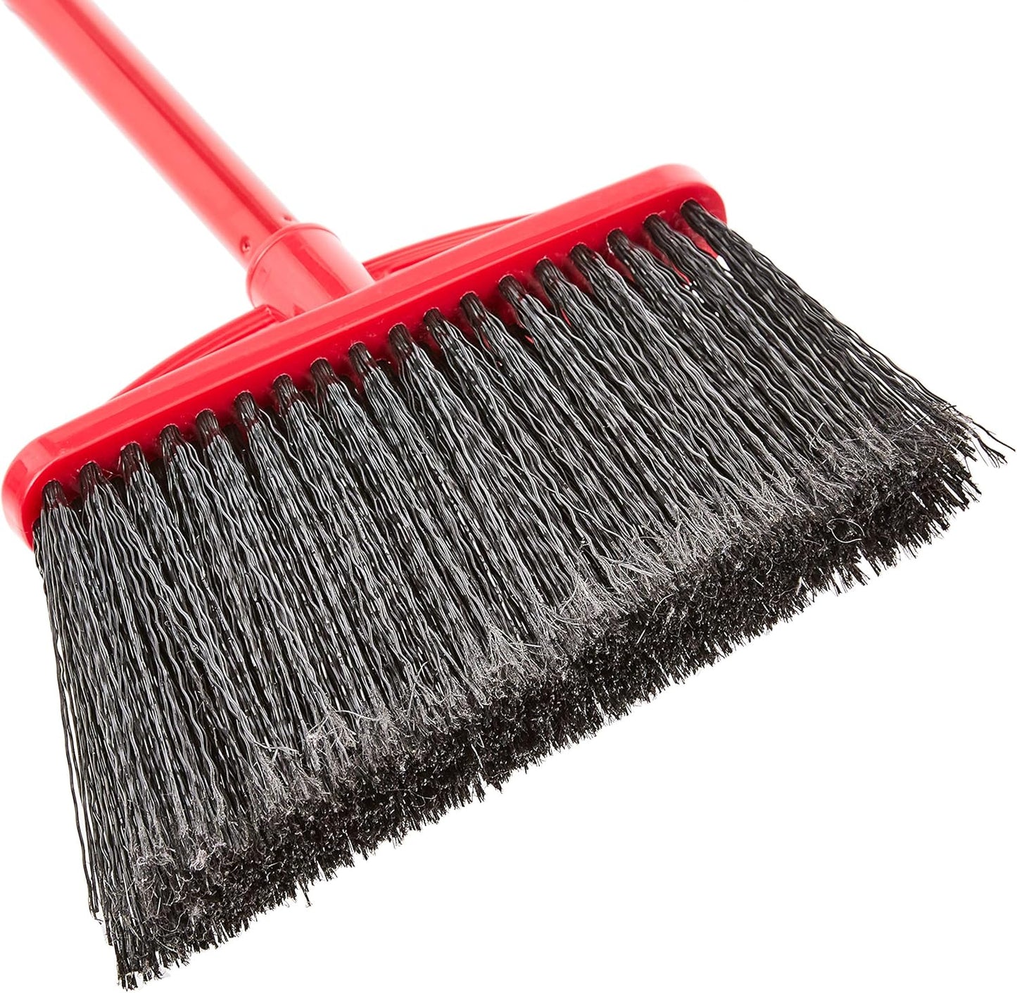 Amazon Basics Angle Broom With Metal Handle, 6-Pack, Black & Red (Previously AmazonCommercial brand)