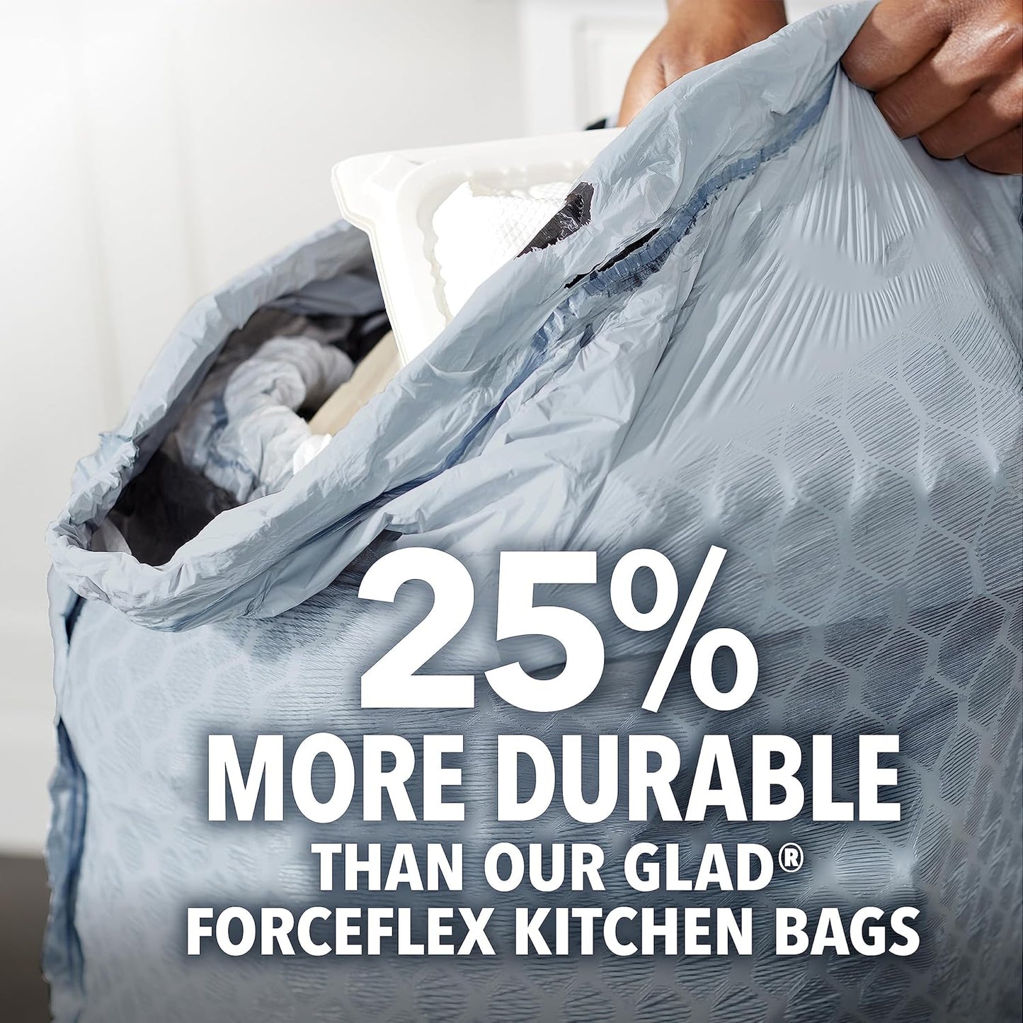 Glad Trash Bags, Tall Kitchen Garbage Bags ForceFlexPlus with Clorox, 13 Gallon, Eucalyptus and Peppermint, 90 Count (Package May Vary)